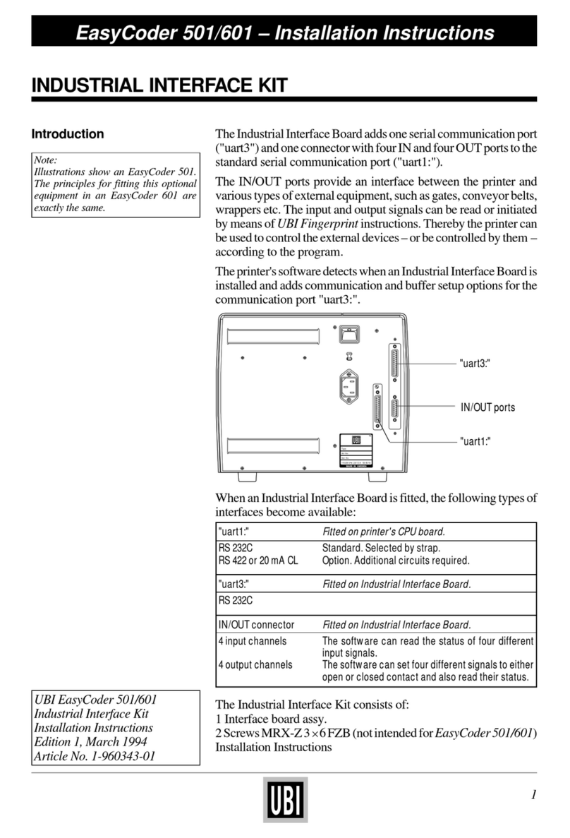 UBI EasyCoder 501 SA installation instructions