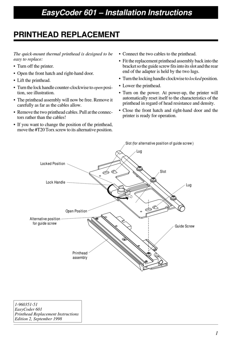 Intermec UBI EasyCoder 601 E Printhead Replacement Instructions