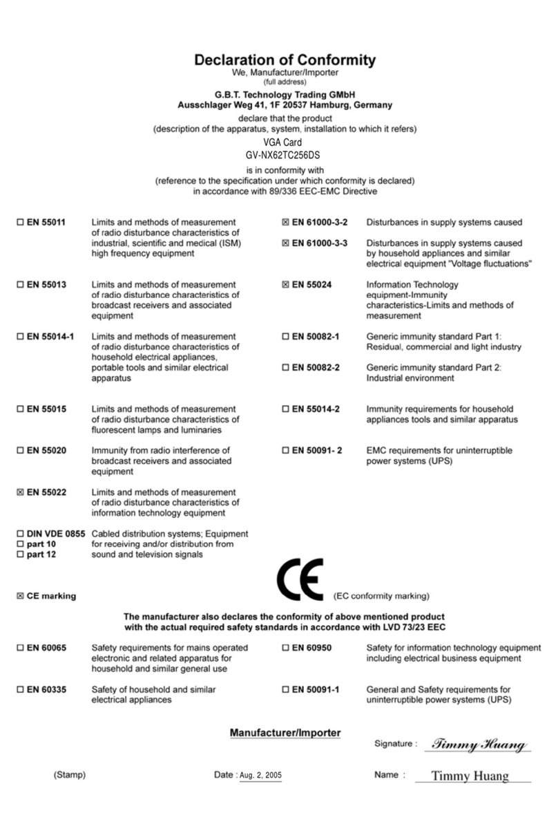 Gigabyte GV-NX62TC256DS User manual