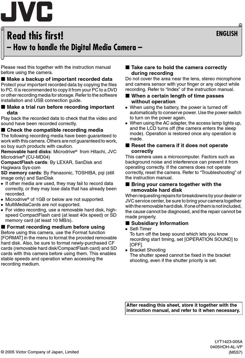 JVC GZMC500US - Everio Camcorder - 1.33 MP Instruction sheet