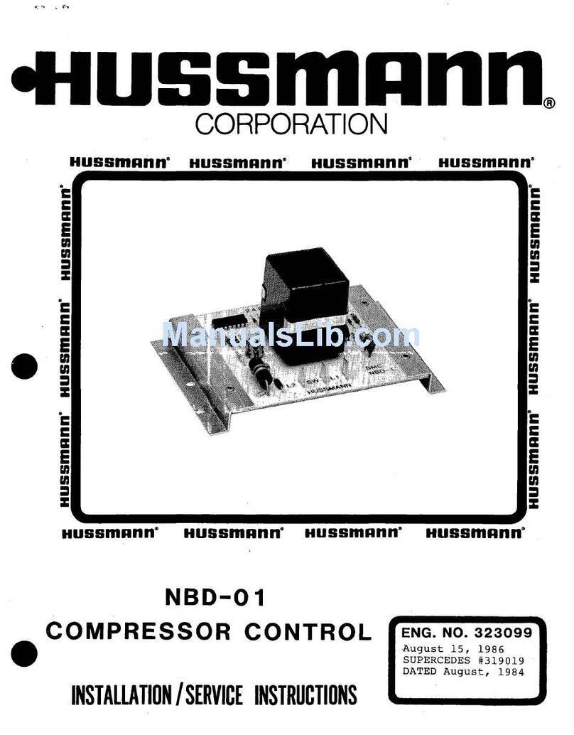 Hussmann NBD-01 Installation and service instructions