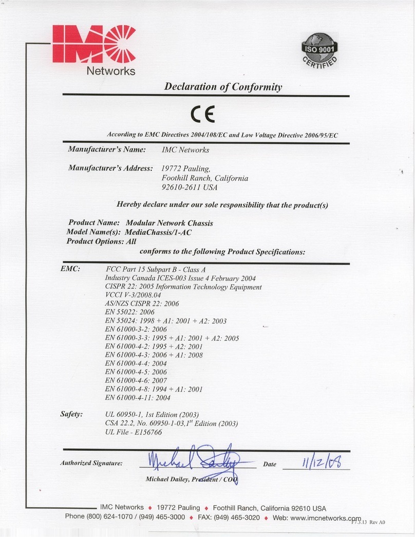 IMC Networks MediaChassis/I-AC supplementary guide