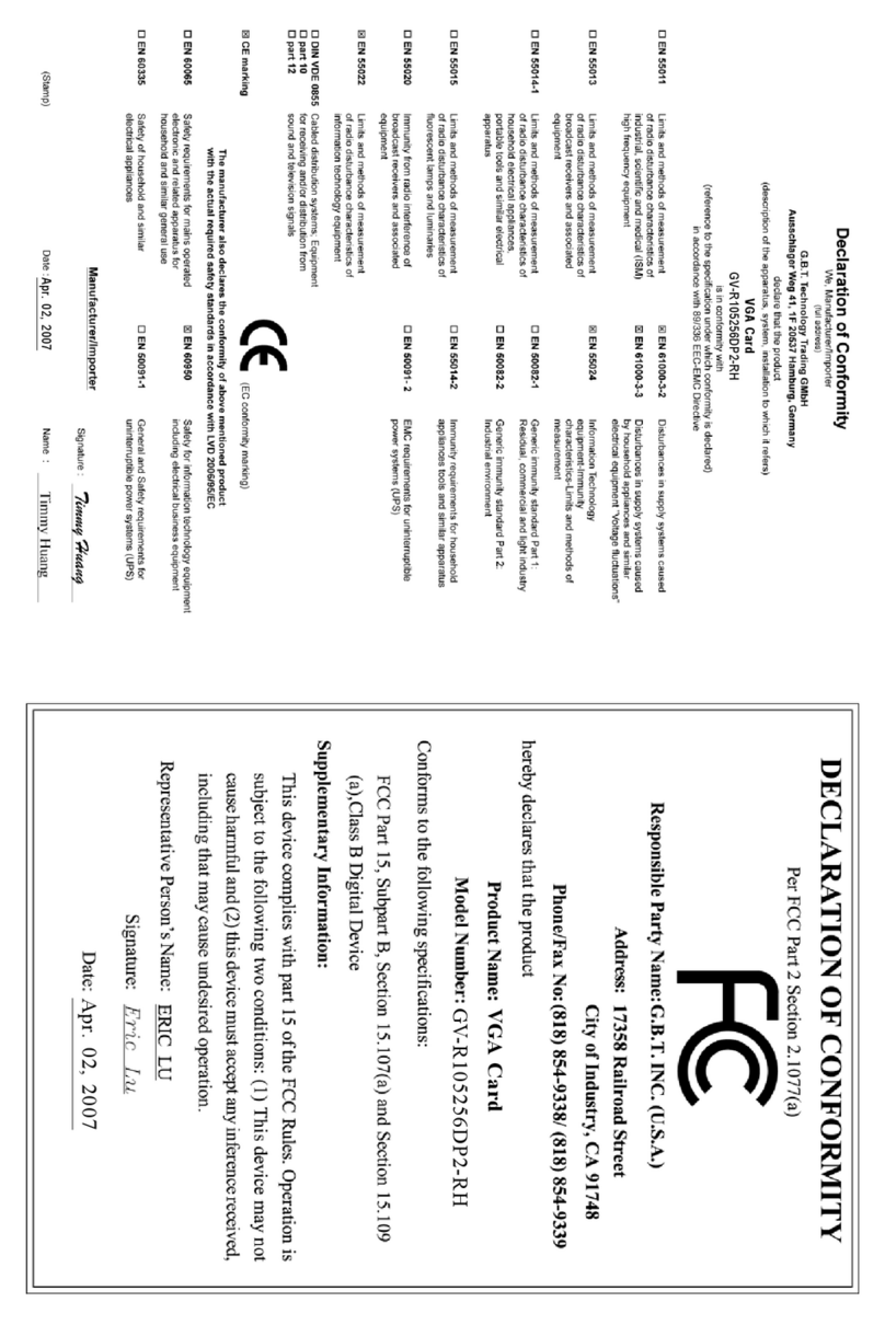Gigabyte GV-R105256DP2-RH User manual
