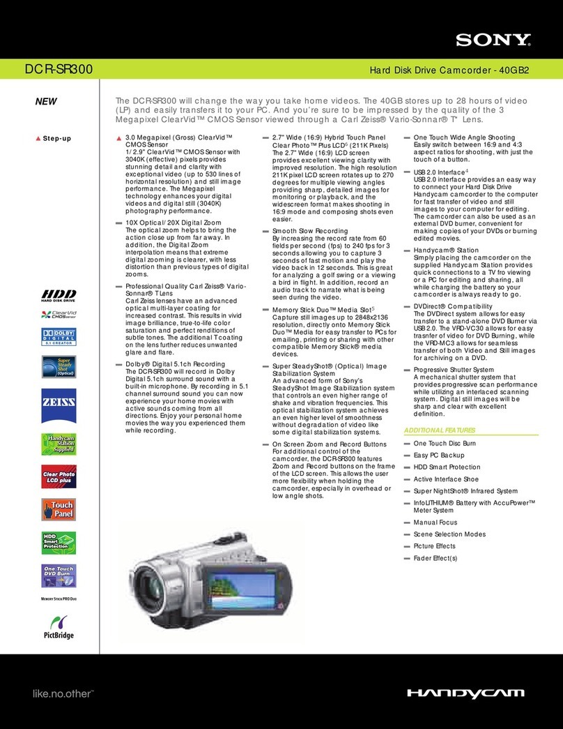 Sony DCR-SR300 Specifications
