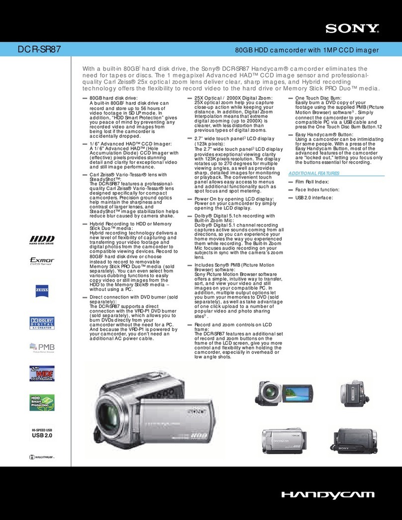 Sony DCR-SR87 - 80gb Hdd Camcorder User manual