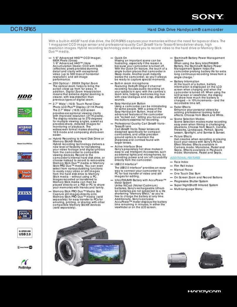 Sony DCR-SR65 - 40gb Hdd Handycam Camcorder User manual