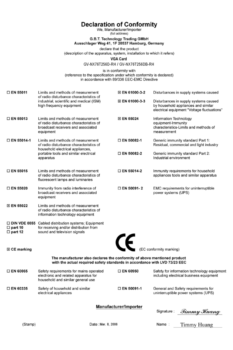 Gigabyte GV-NX76T256D-RH user manual