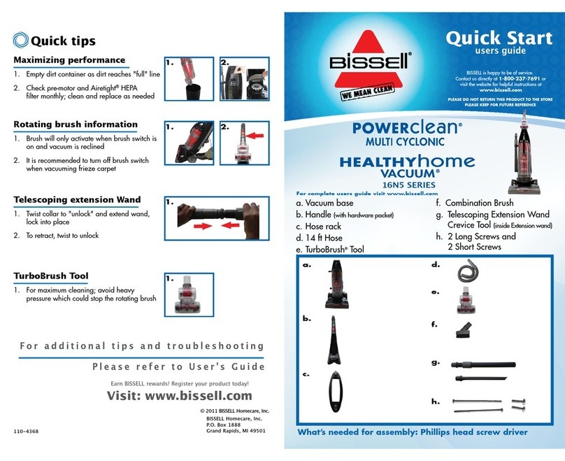 Bissell PowerClean Multi Cyclonic Bagless Vacuum quick start guide