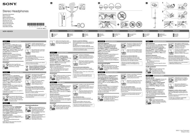 Sony MDR-XB30EX operating instructions
