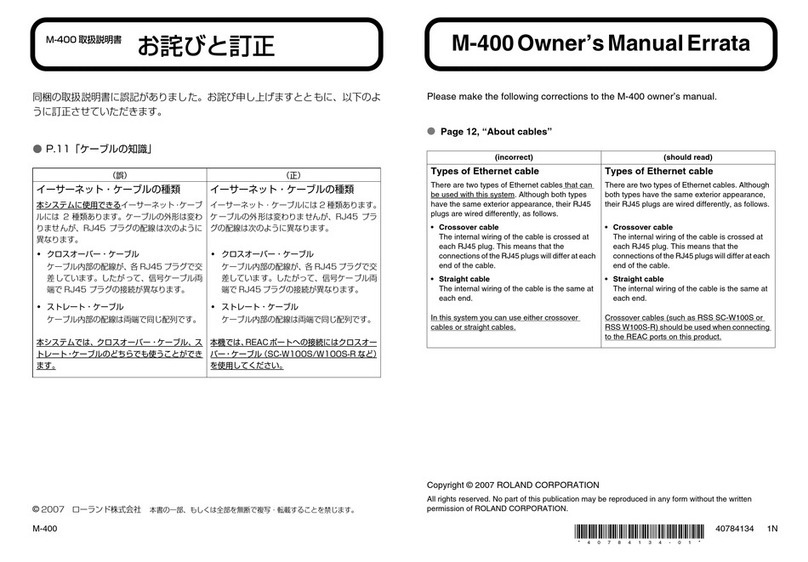 Roland V-Mixer M-400 Installation and operating instructions