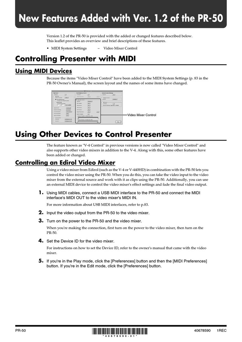 Roland PR-50 Specification sheet
