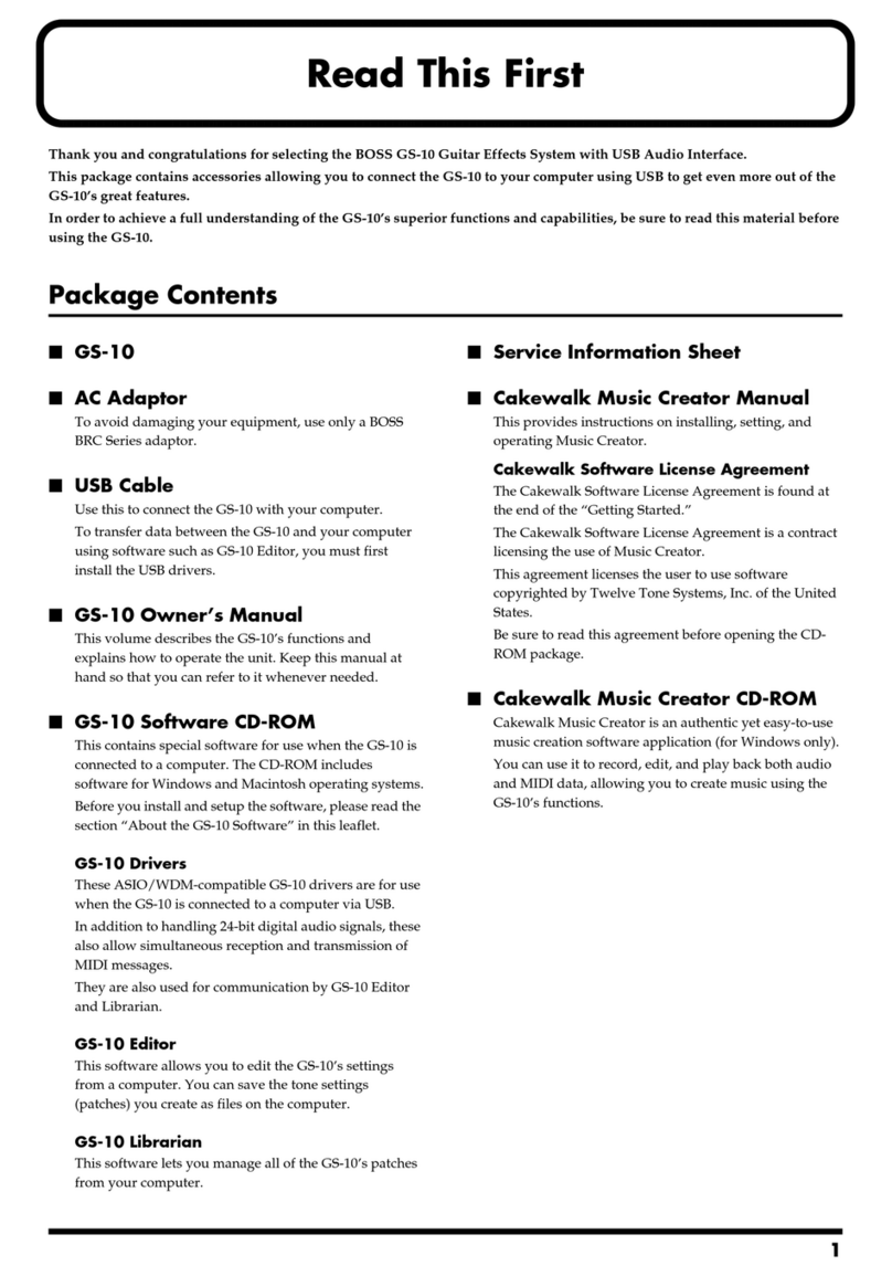 Roland GS-10 Instruction sheet