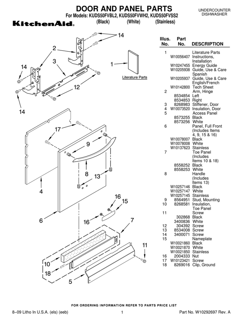 KitchenAid KUDS50FVWH - Superba - 5 Cycle Dishw Setup guide