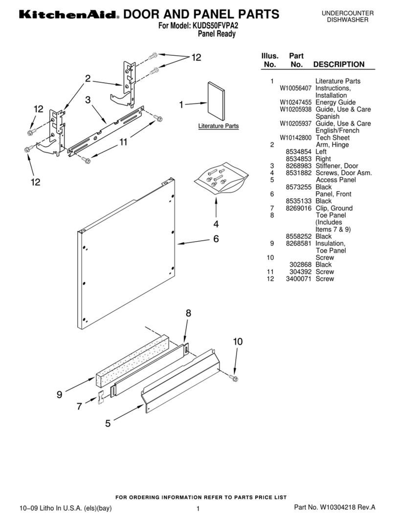 KitchenAid KUDS50FVPA - Fully Integrated Dishwasher Setup guide KitchenAid KUDS50FVPA - Fully Integrated Dishwasher Setup guide