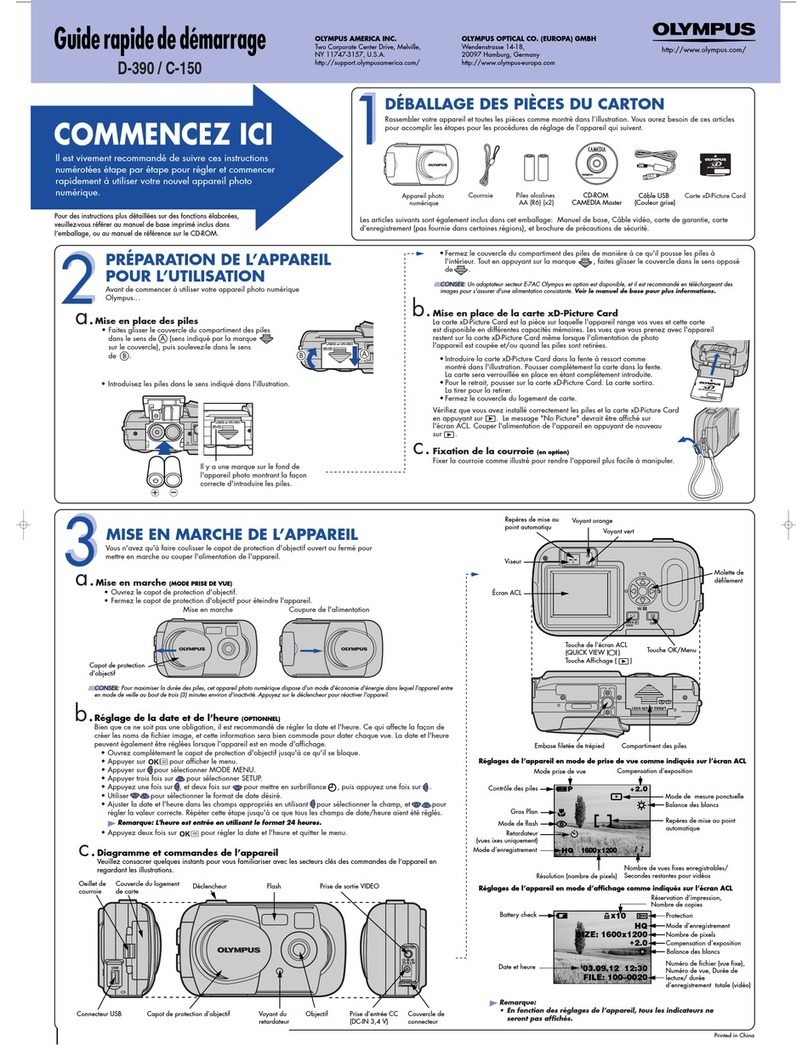 Olympus D-390 - 2 MP Digital Camera quick start guide