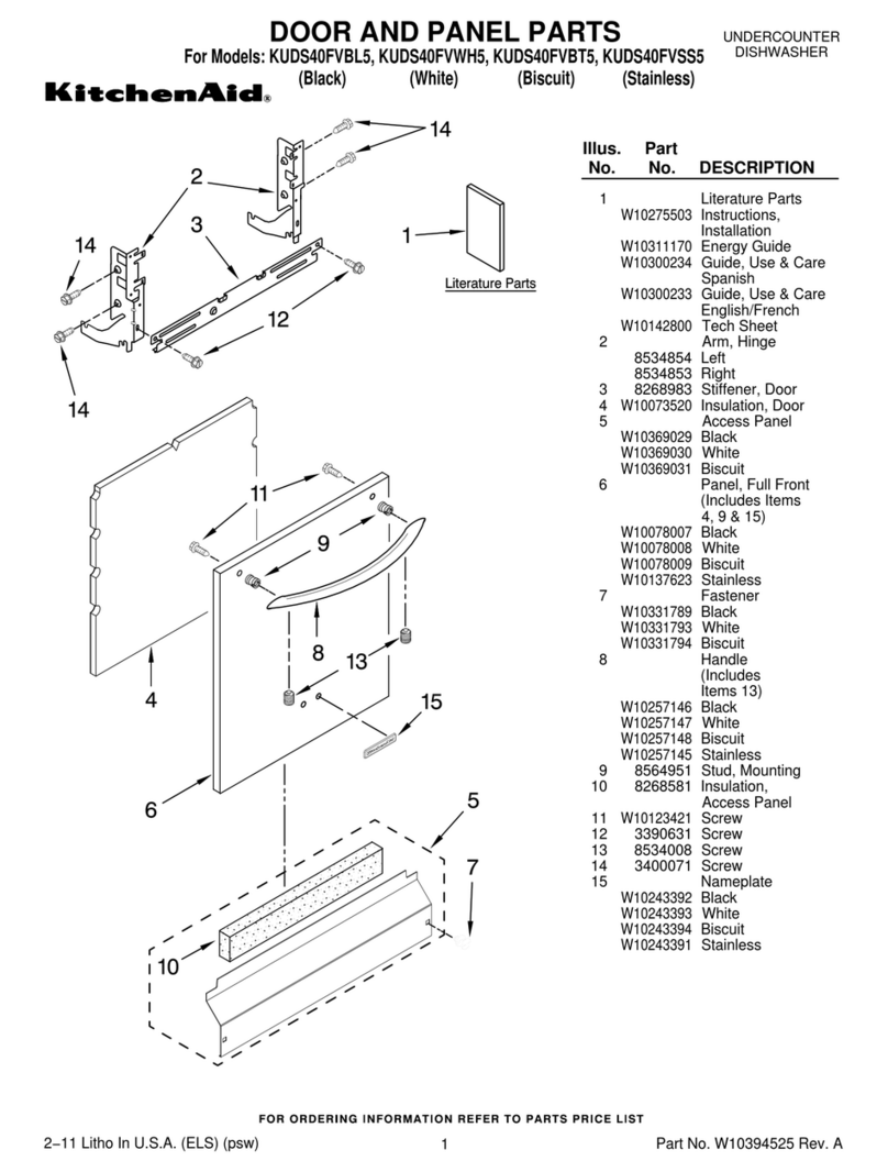 KitchenAid KUDS40FVBT - 24" Dishwasher Setup guide KitchenAid KUDS40FVBT - 24" Dishwasher Setup guide