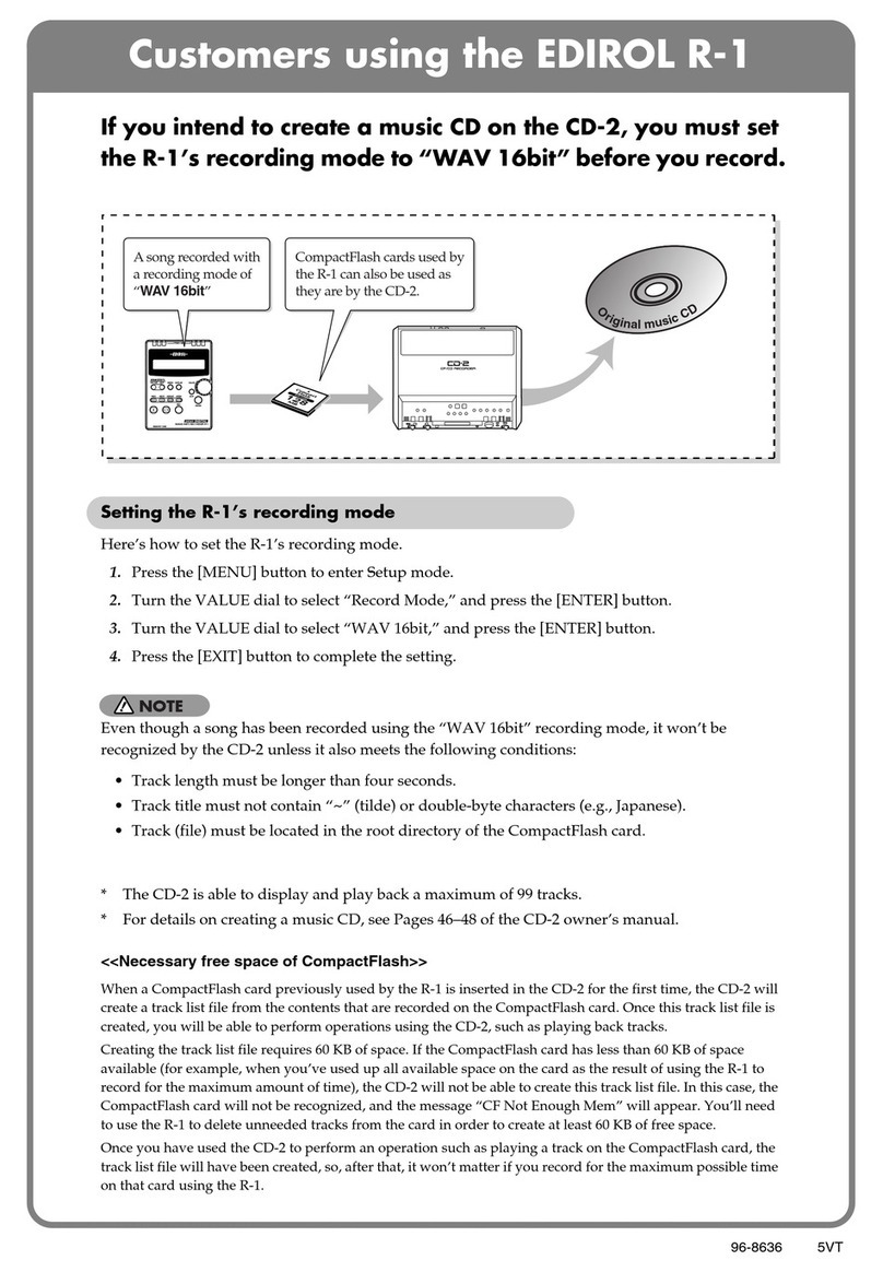 Roland Edirol R-1 Settings guide
