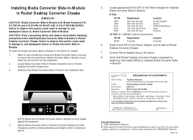 Transition Networks E-MCC-01 User manual