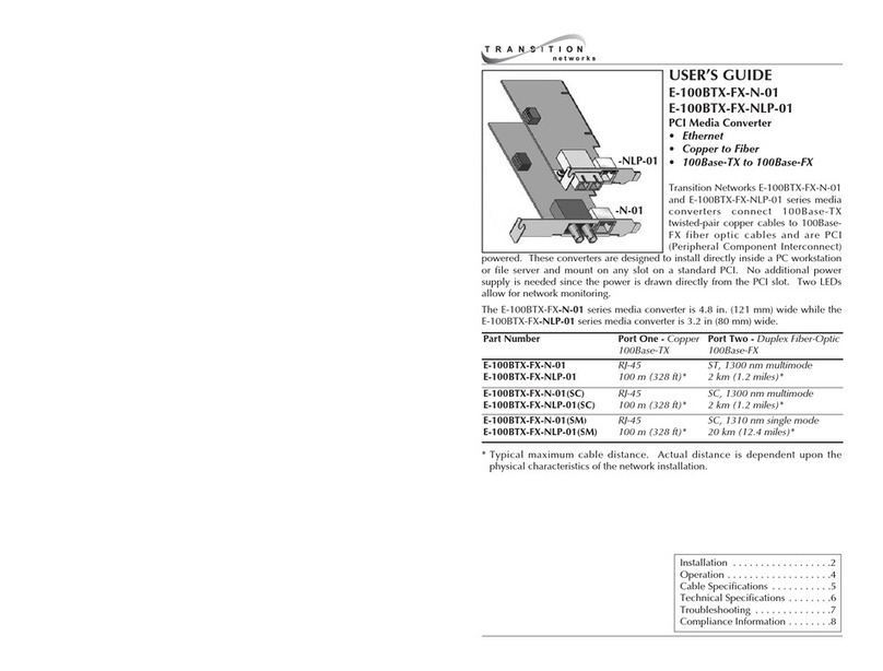 Transition Networks E-100BTX-FX-N-01 user guide Transition Networks E-100BTX-FX-N-01 user guide