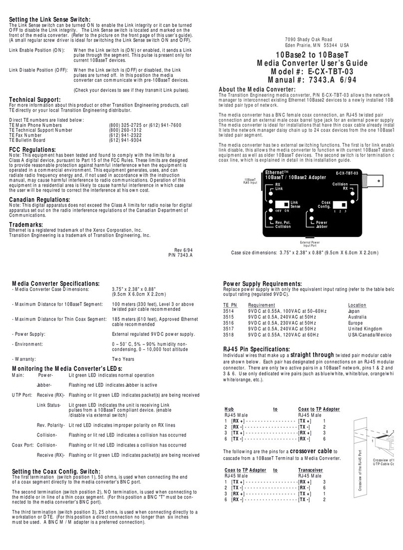Transition Networks E-CX-TBT-03 User manual