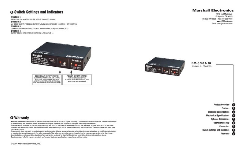 Marshall Electronics BC-0301-10 user guide Marshall Electronics BC-0301-10 user guide