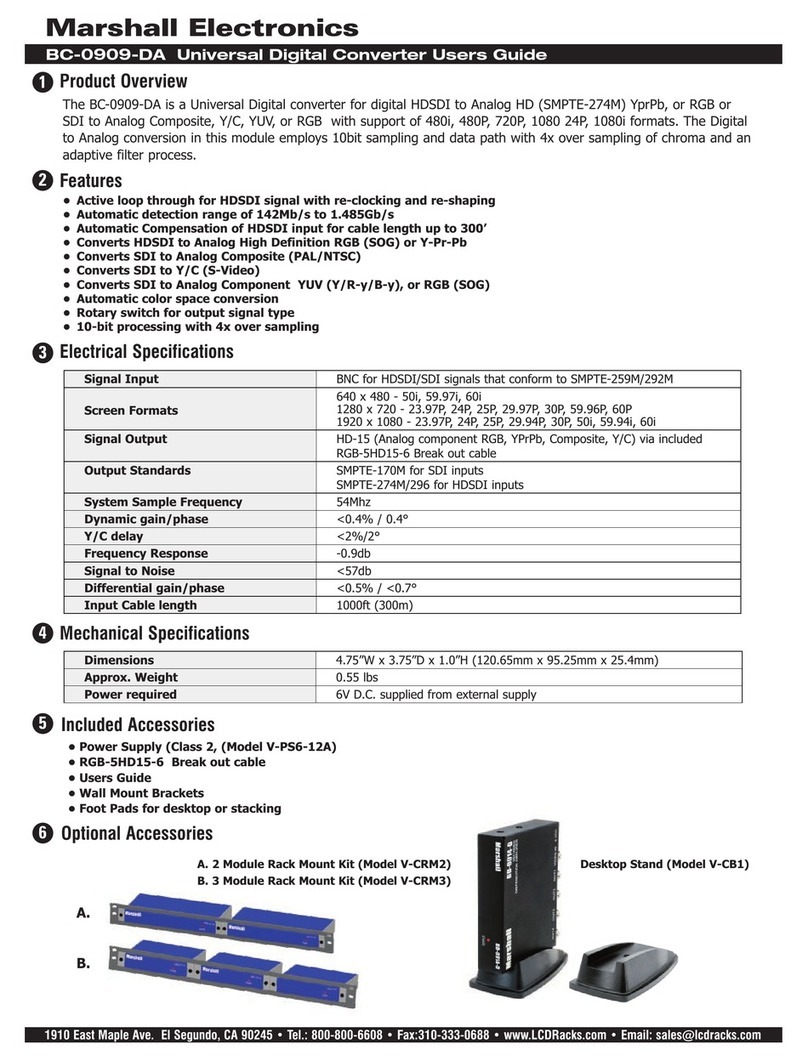 Marshall Electronics BC-0909-DA User manual