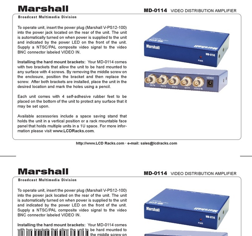 Marshall Electronics MD-0114 User manual Marshall Electronics MD-0114 User manual