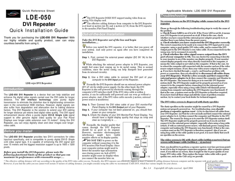 Linkskey LDE-050 Quick installation guide