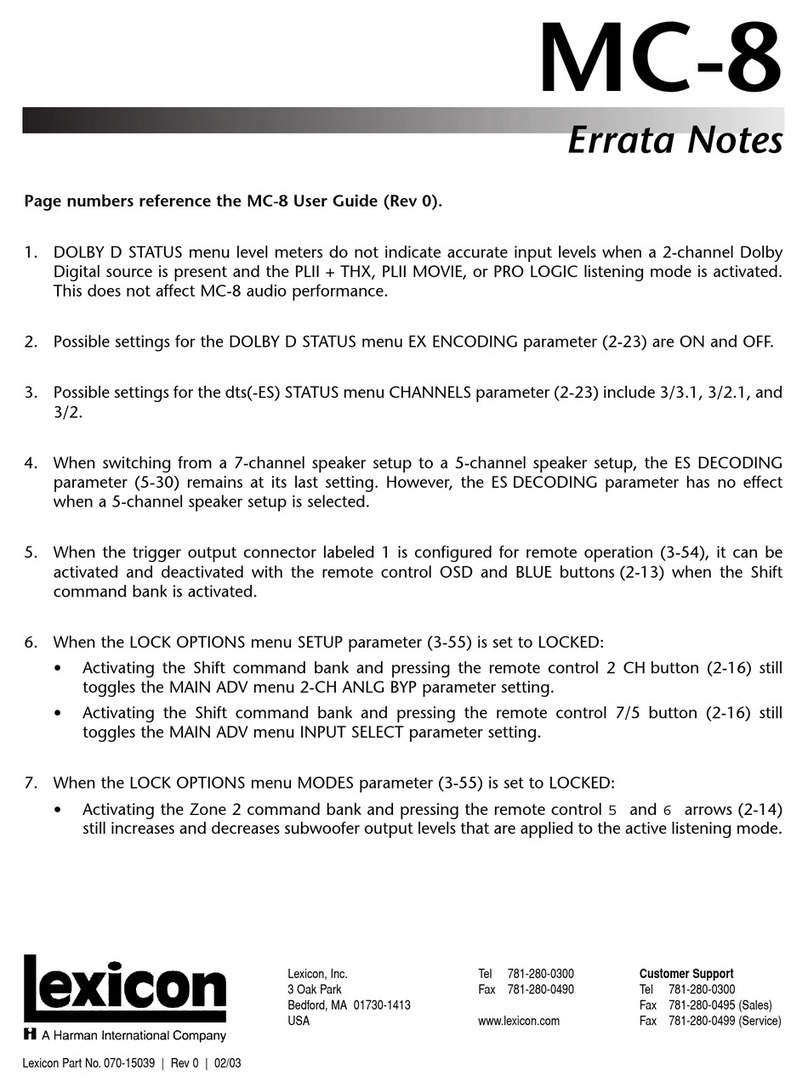 Lexicon MC-8 Quick start guide