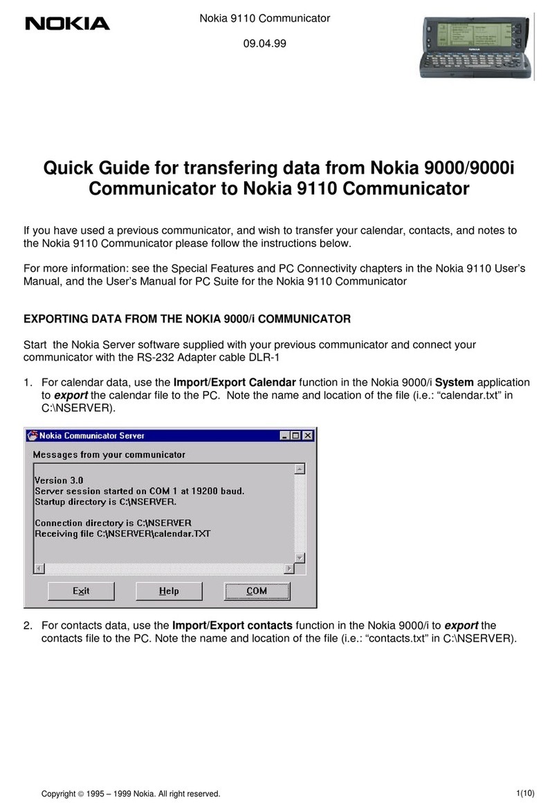 Nokia COMMUNICATOR 9110 Instruction Manual