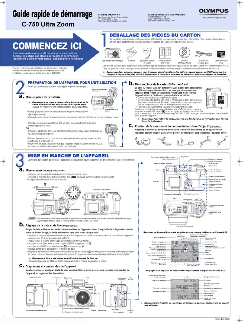 Olympus C-750 - 4MP Digital Camera Guide rapide de démarrage