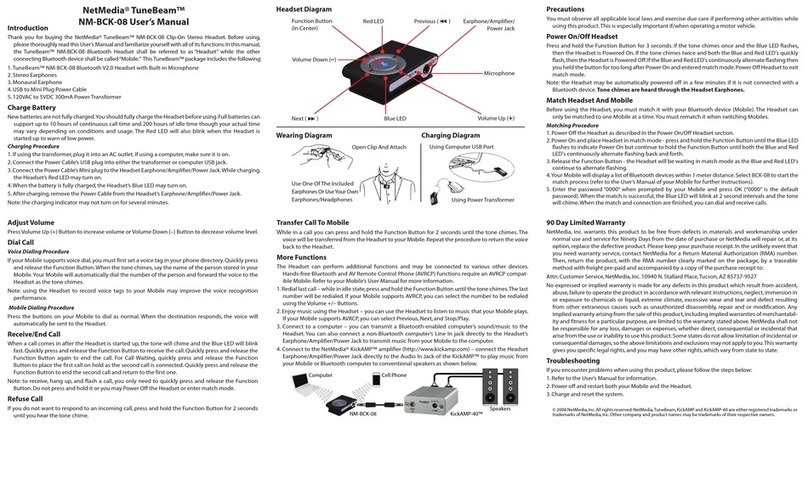 Net Media TuneBeam NM-BCK-08 user guide