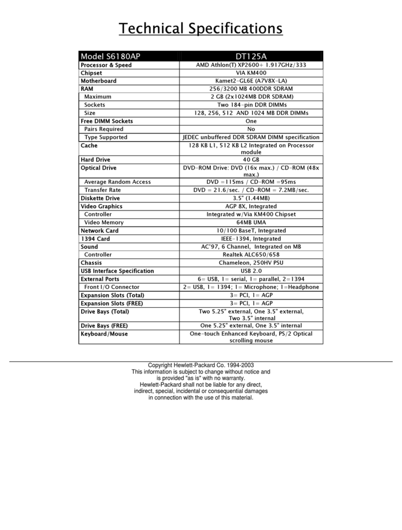 HP Presario S6000 - Desktop PC User manual