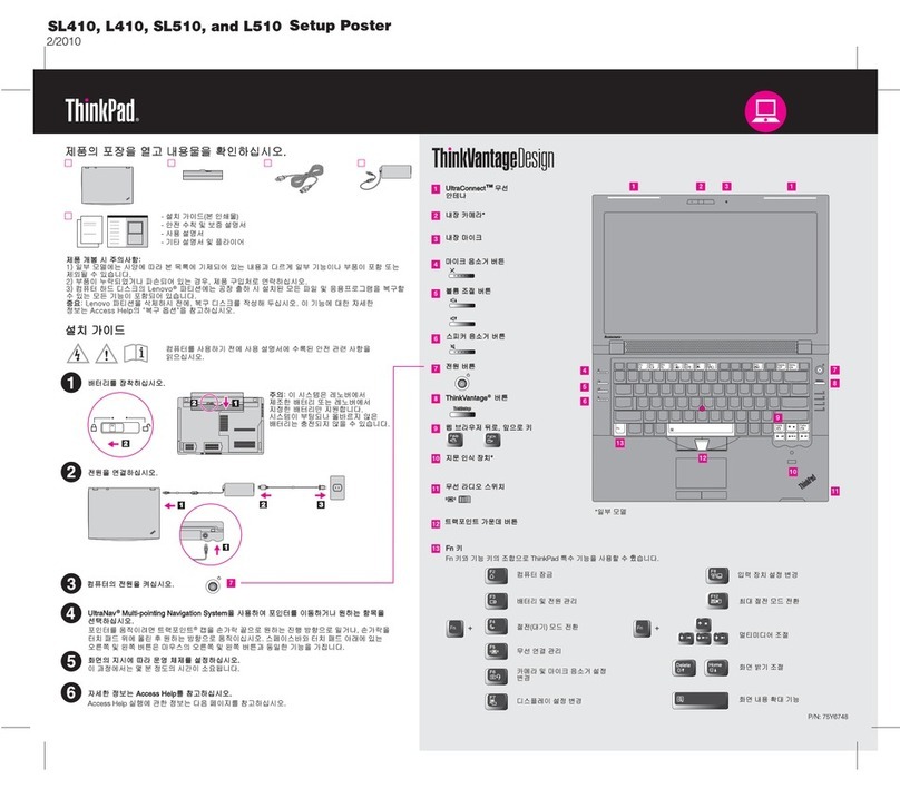 Lenovo ThinkPad L410 Setup guide