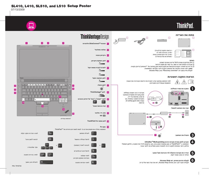 Lenovo ThinkPad L410 Setup guide