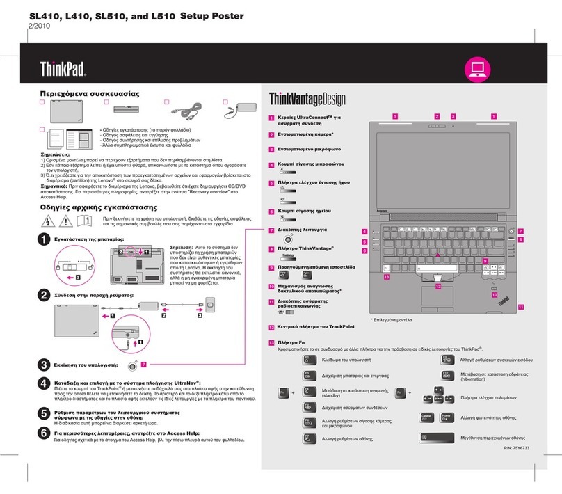 Lenovo ThinkPad L410 Setup guide