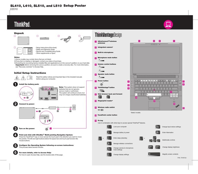 Lenovo ThinkPad L410 Setup guide