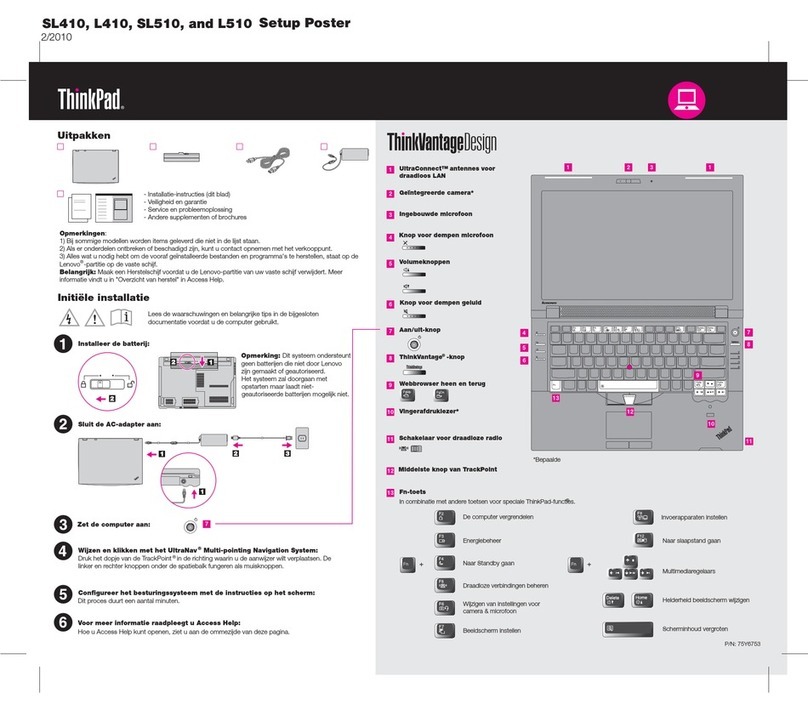 Lenovo ThinkPad L410 Setup guide
