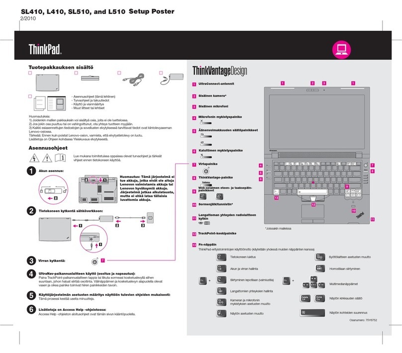 Lenovo ThinkPad L410 Setup guide