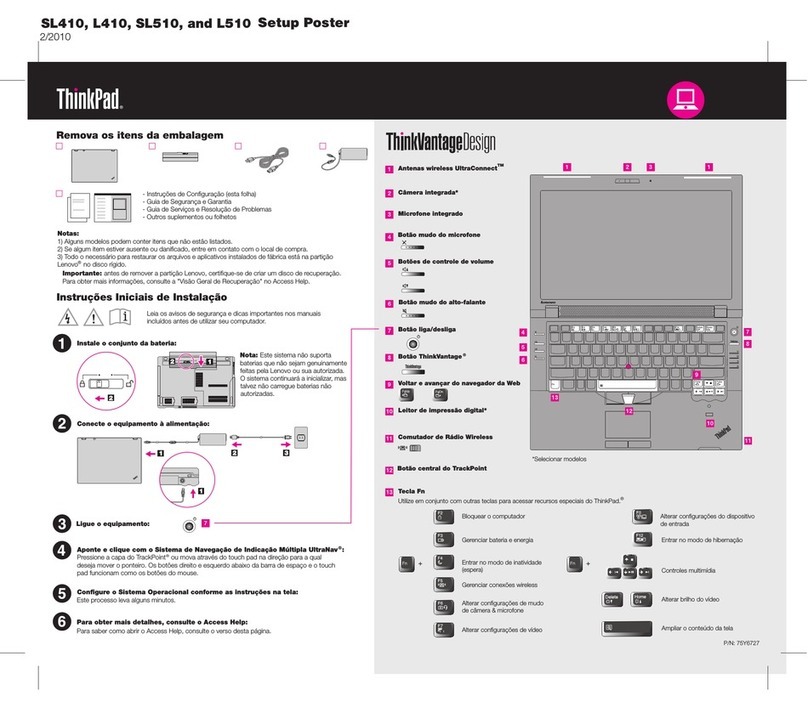 Lenovo ThinkPad L410 Setup guide