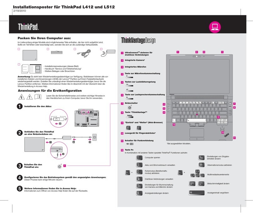 Lenovo ThinkPad L412 Setup guide