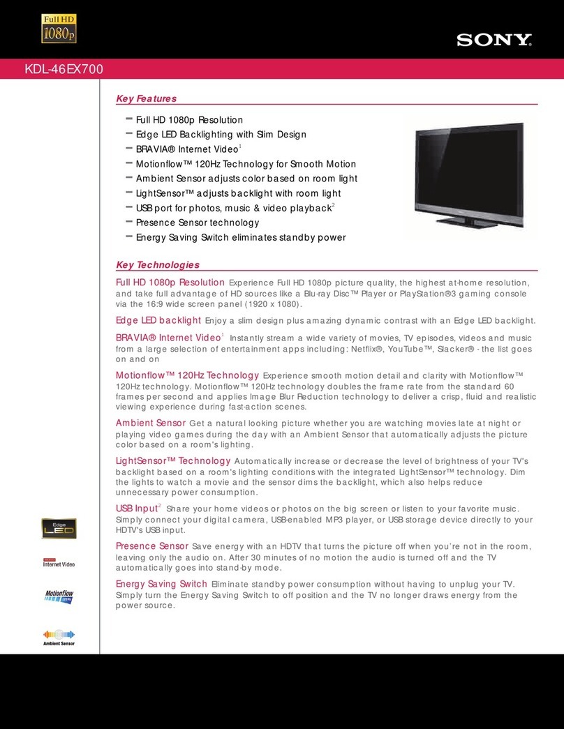 Sony KDL-46EX700 - Bravia Ex Series Lcd... User manual
