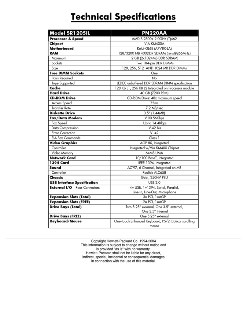 HP Presario SR1200 - Desktop PC Technical specifications