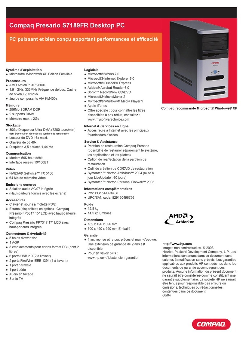 Compaq Presario SR1100 - Desktop PC Installation instructions