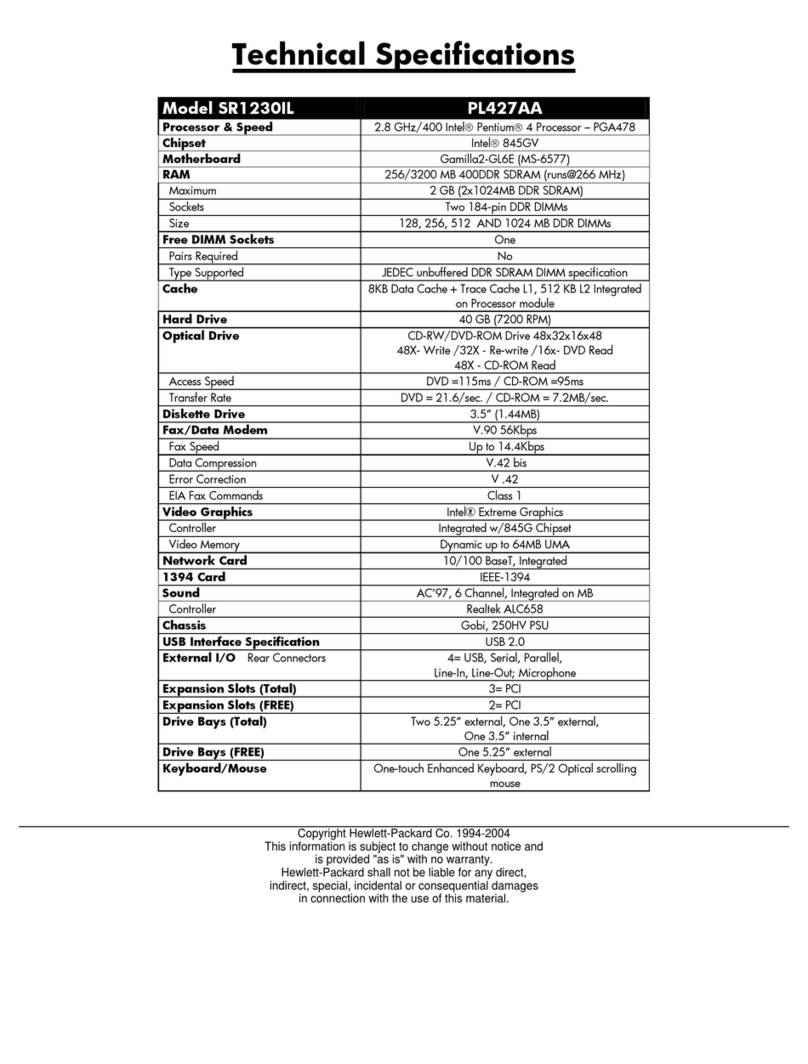 HP Presario SR1200 - Desktop PC User manual HP Presario SR1200 - Desktop PC User manual