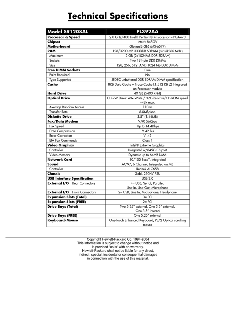 HP Presario SR1200 - Desktop PC User manual HP Presario SR1200 - Desktop PC User manual