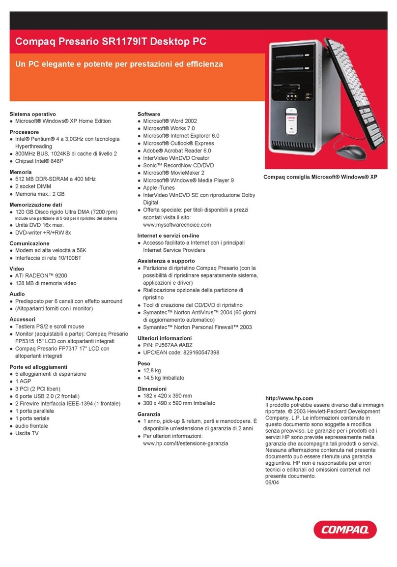 Compaq Presario SR1100 - Desktop PC Installation instructions