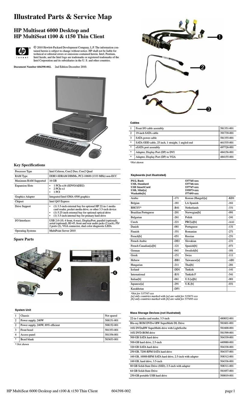 HP Pavilion t100 - Desktop PC Illustrated parts & service map