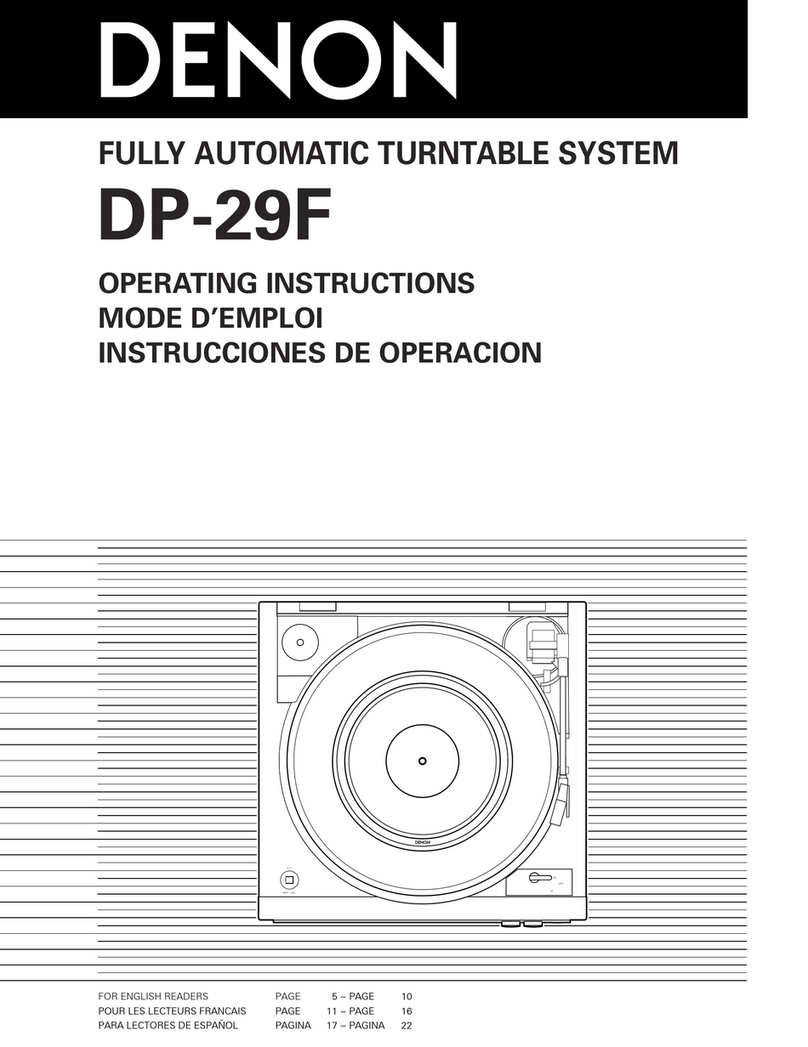 Denon DP29F - DP 29F Turntable User manual Denon DP29F - DP 29F Turntable User manual
