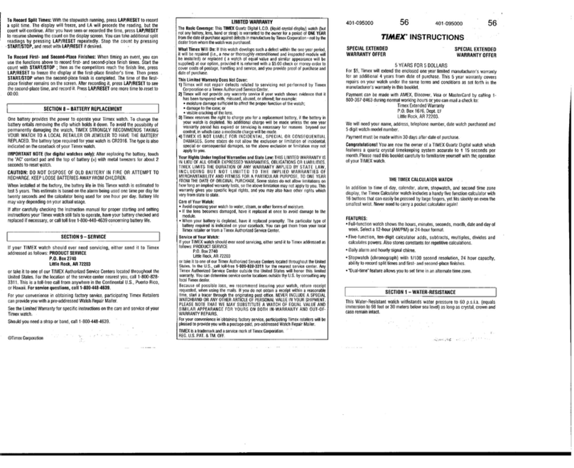 Timex Calculator watch User manual Timex Calculator watch User manual